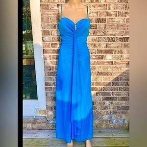 Y2K Bright Blue Sparkle Glitter Embellished Prom Formal Dress Gown